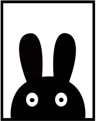 Petite Bello Wall Print 13x18cm Black Rabbit Wall Print - Rabbit (480x480), Png Download