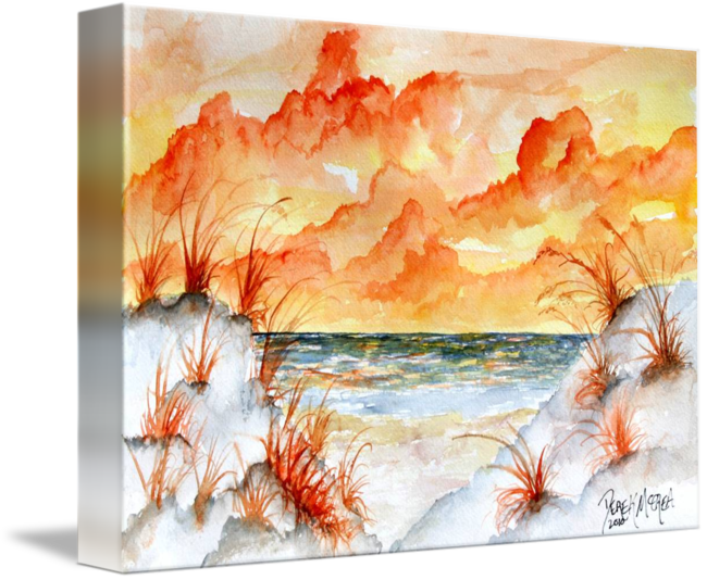 Graphic Free Stock Beach Painting Art Print By Derek - Gallery-wrapped Canvas Art Print 15 X 11 Entitled Watercolor (650x534), Png Download
