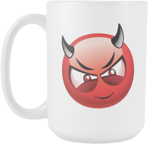 Devil Emoji 15oz Coffee Mug - Devil Emoji Png (600x600), Png Download