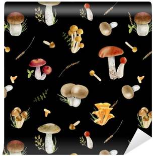 Seamless Pattern Repeated Tile Of Watercolor Mushrooms - Agaric (400x400), Png Download