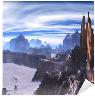 Futuristic City Built Into Cliffs On Alien Planet Wall - Extraterrestrial Life (400x400), Png Download