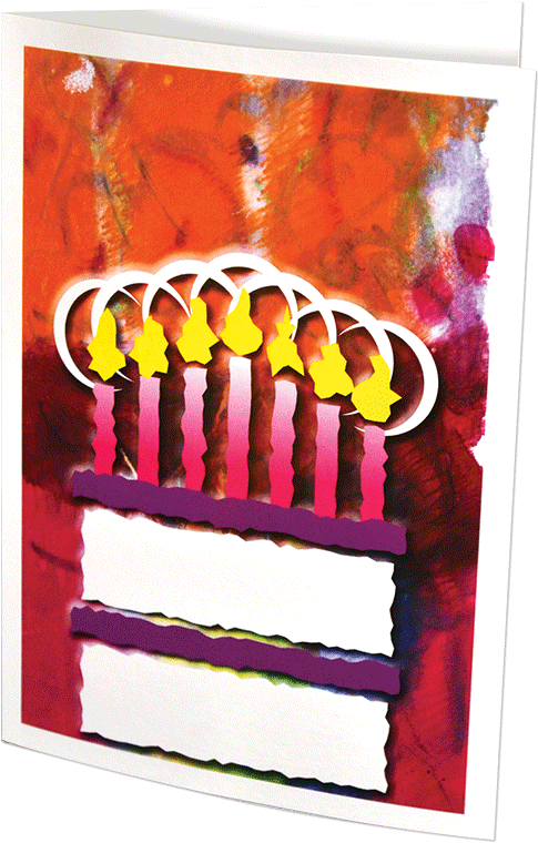 Greeting Card With A Stylized Birthday Cake On The - Watercolor Paint (800x800), Png Download