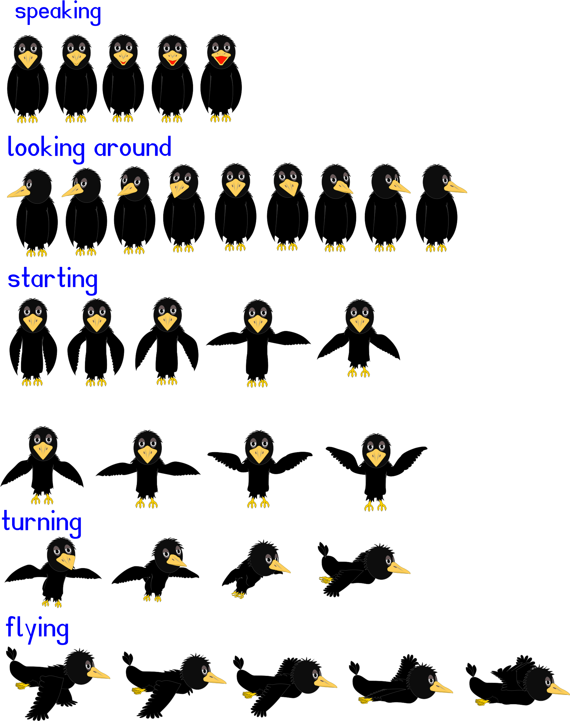 This Free Icons Png Design Of Comic Crow Animation (1905x2400), Png Download