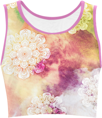 Watercolor Lotus Mandala Pattern - Crop Top (500x500), Png Download