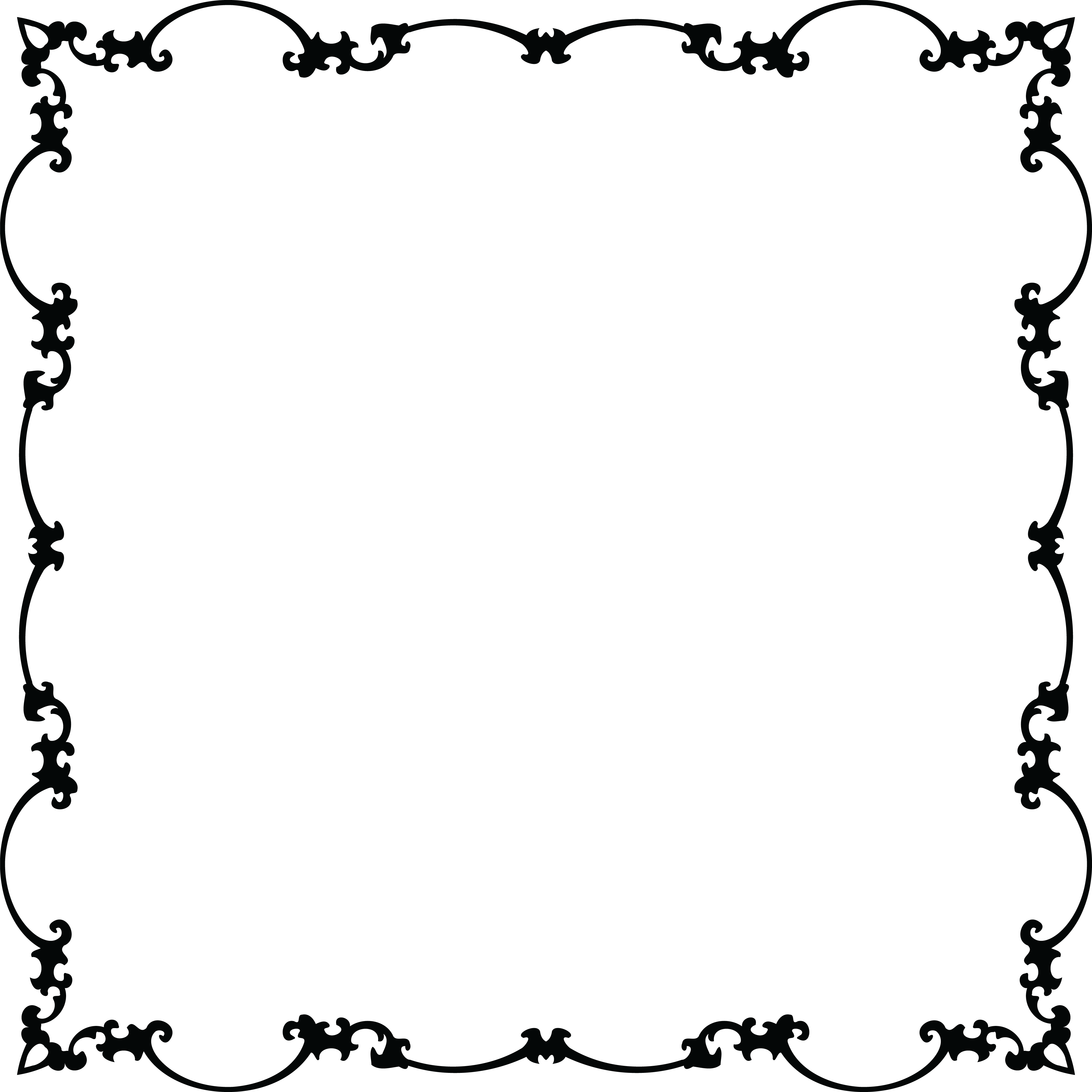 Free Clipart Of A Fancy Floral Frame Black And White - Free Black And White Frames (4000x4000), Png Download