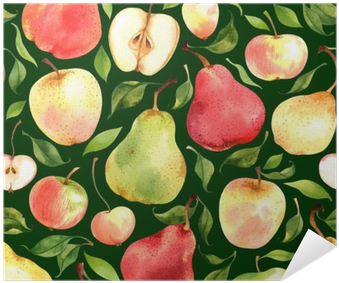 Seamless Pattern With Watercolor Apples And Pears On - Pears Andapples By Achtung - Customized Wallpaper Patterns (400x400), Png Download