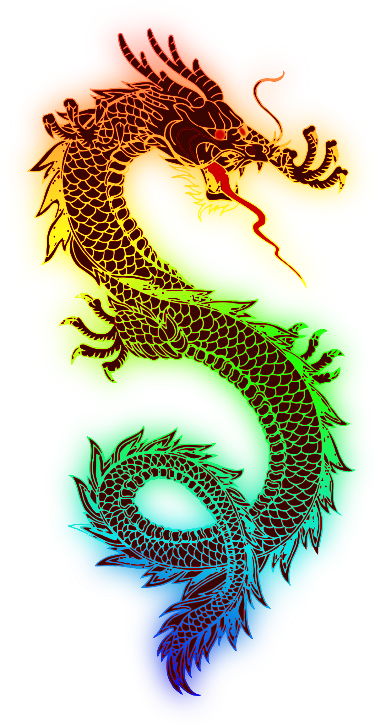 Chinese Dragon Free Png Image - Rainbow Dragon Png (527x1024), Png Download