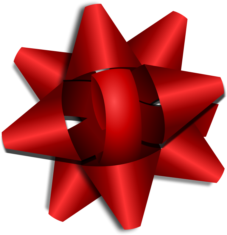 Free Red Star Ribbon Clip Art - Christmas Present Bow Clipart (788x800), Png Download