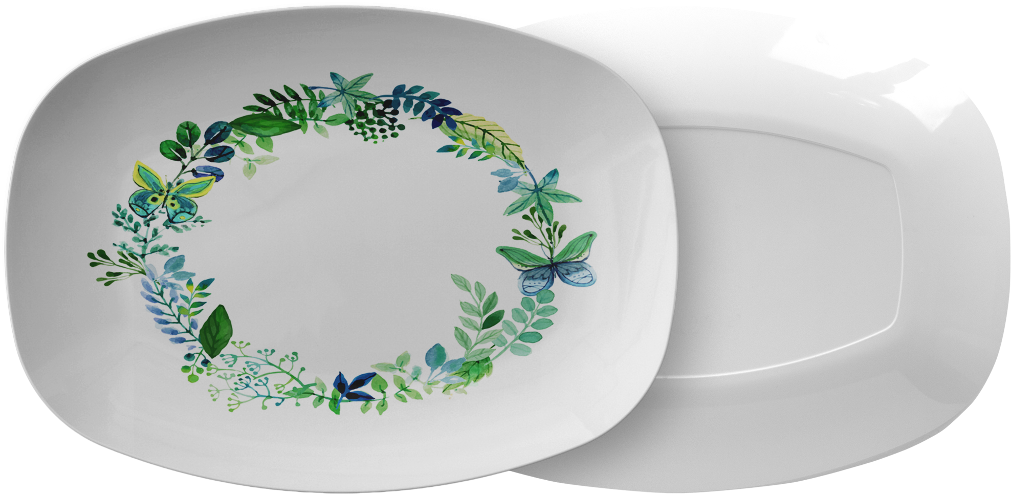 Butterfly Wreath Watercolor Designer Platter - Tehran (2000x2000), Png Download