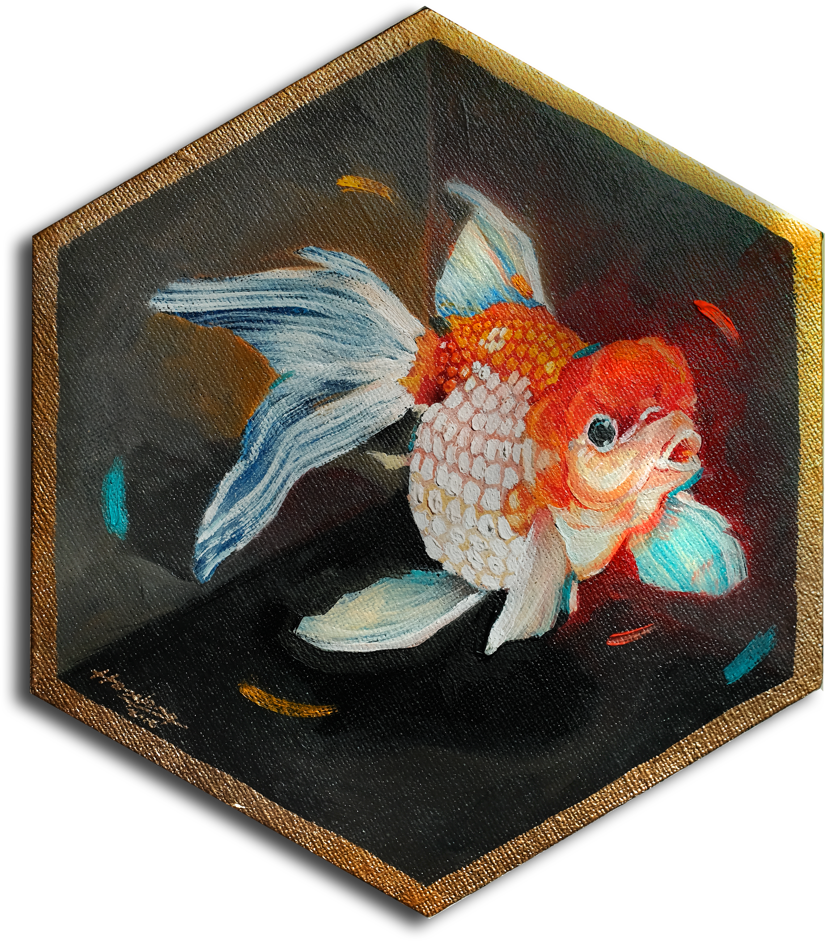 Red Capped Goldfish In Box, Gold Lined - Goldfish (3264x3264), Png Download