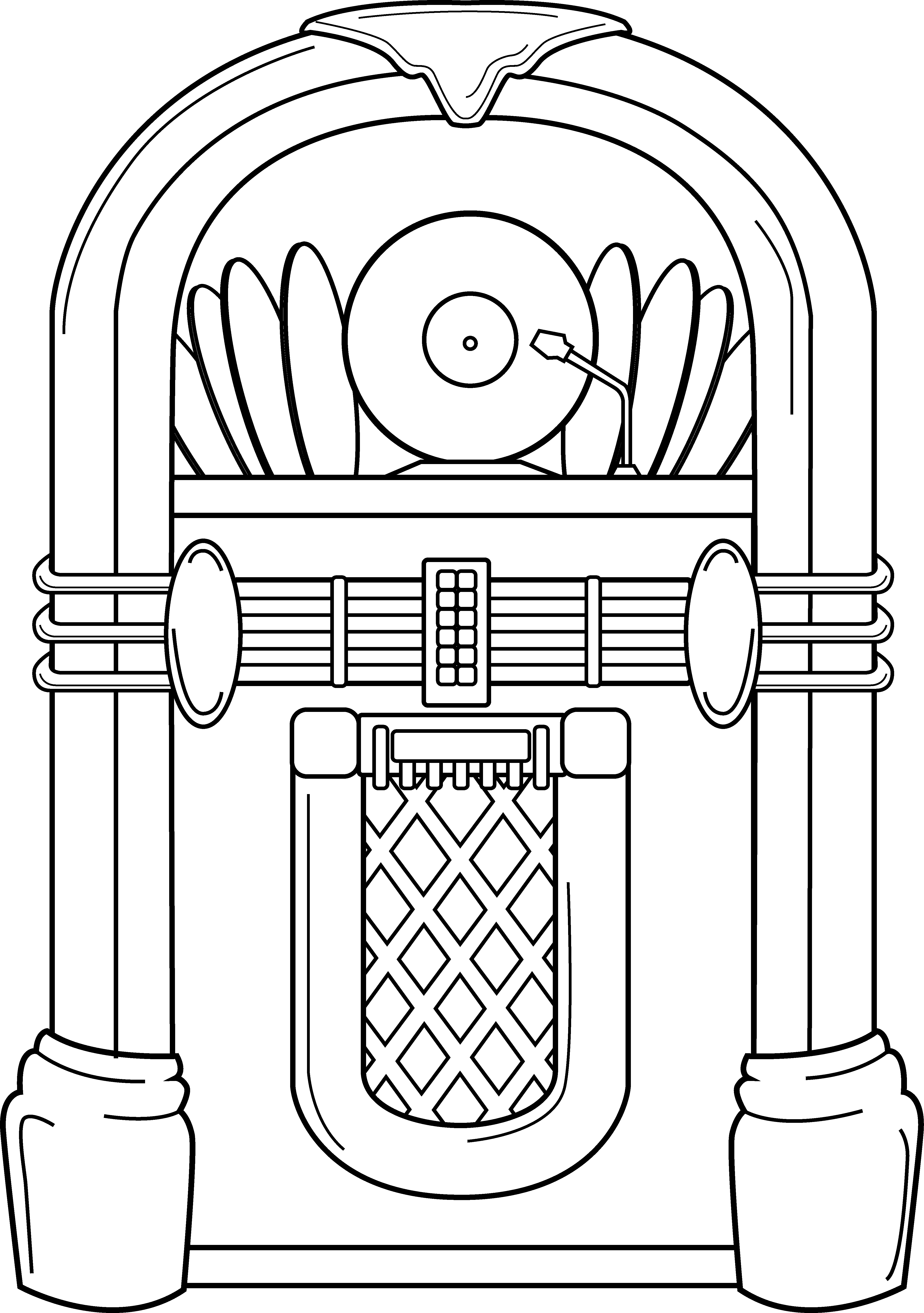Popular Images - Jukebox Clipart Black And White (4331x6151), Png Download