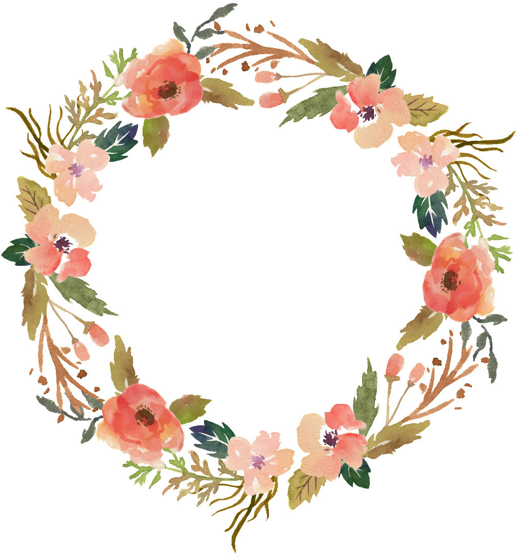 Flower Wreath Hand Painted Watercolor Transparent Ornamental - La Dolce Far Niente Sign (1024x1091), Png Download