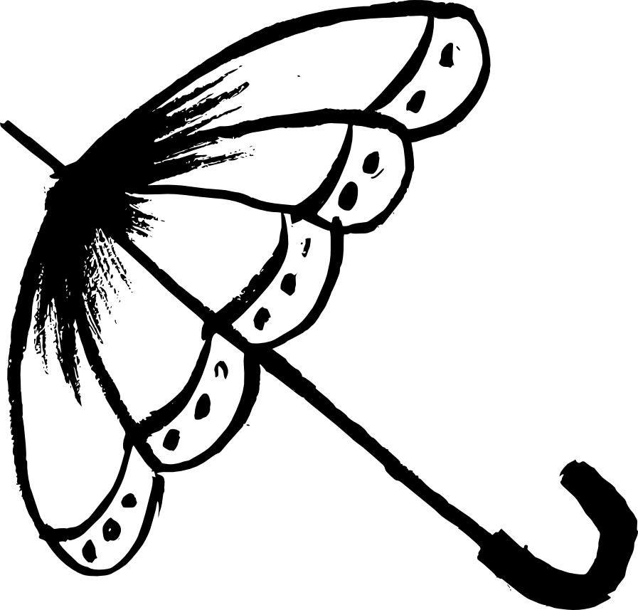 Free Download - Line Drawing Of Umbrella (897x857), Png Download