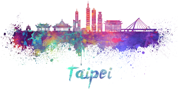 Bleed Area May Not Be Visible - Watercolor Taipei Skyline (600x393), Png Download