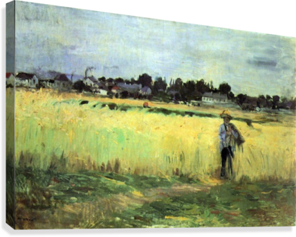 In Wheat Field By Morisot Canvas Print - Berthe Morisot In Wheat Field Impressionist Art Print (428x342), Png Download