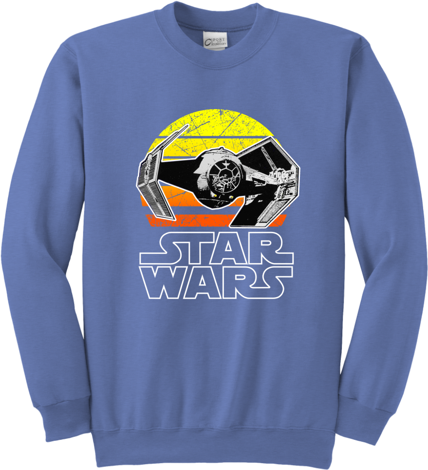Star Wars Vintage Tie Fighter Youth Crewneck Sweatshirt - Comical Shirt Men's Halloween Costume Pumpkin Face (1024x1024), Png Download