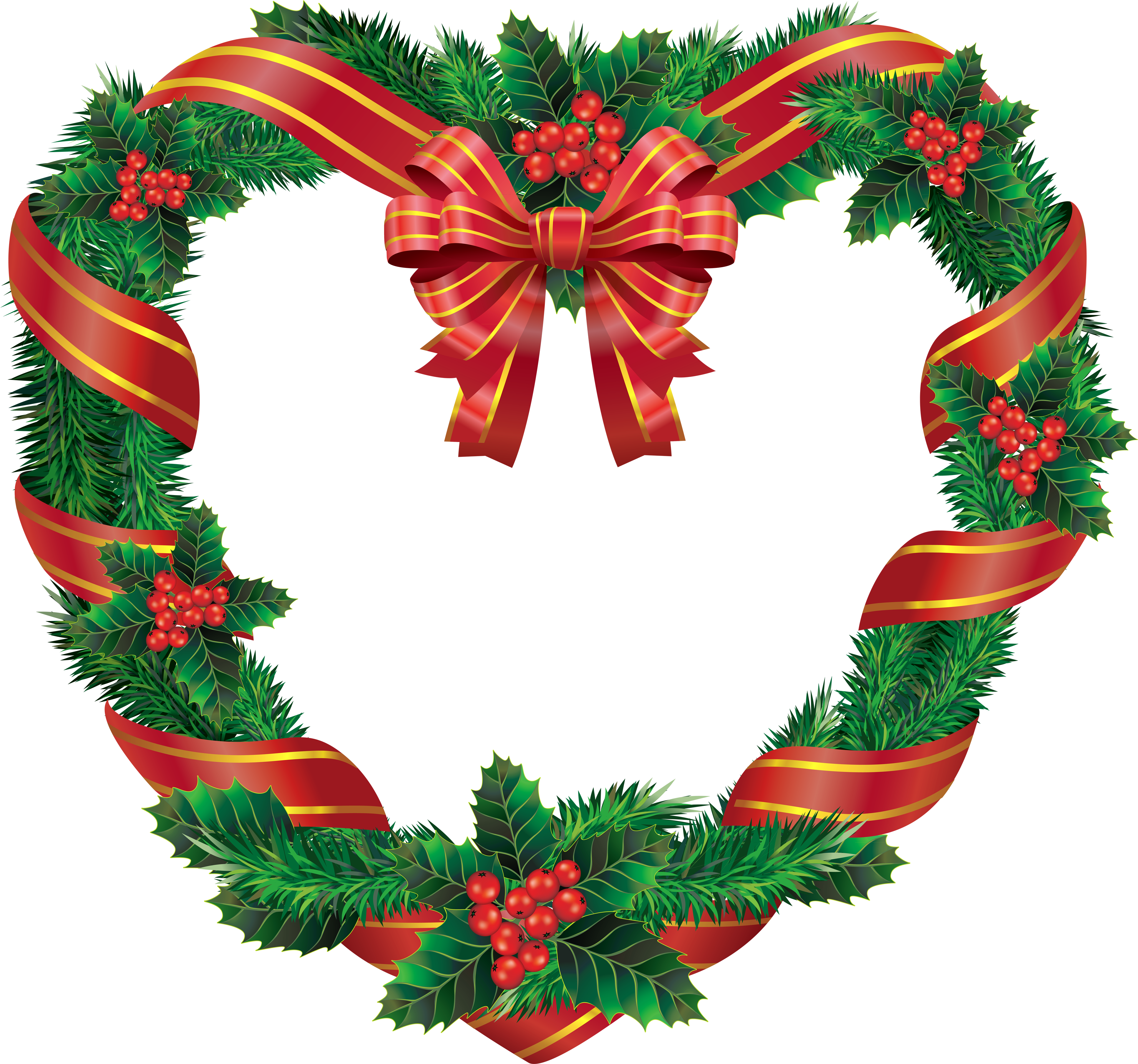 Heart Christmas Wreath Transparent Png - Wreath Transparent (3000x3000), Png Download