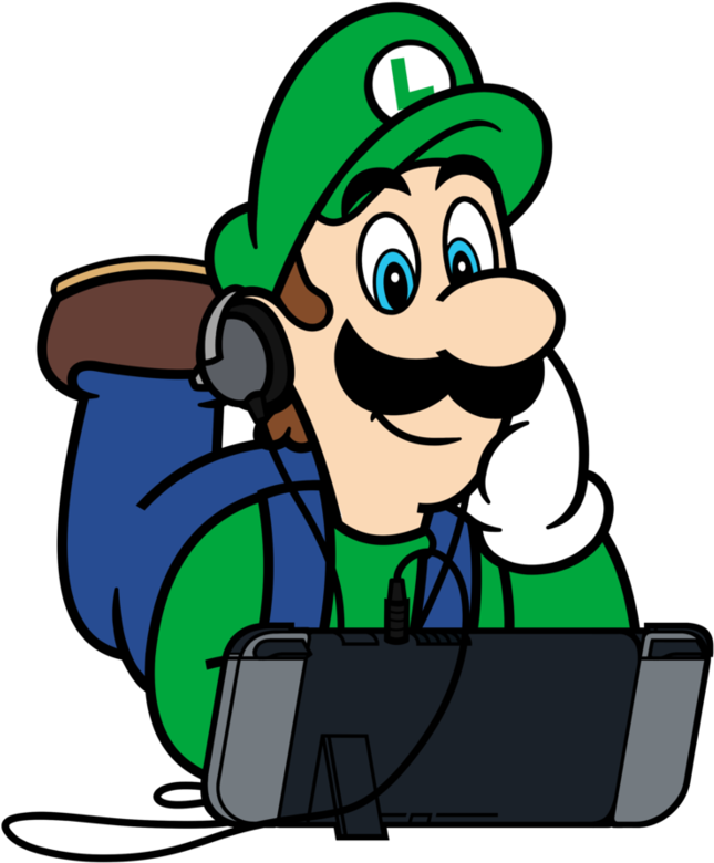 Super Mario X Nintendo Switch - Luigi Playing Nintendo Switch (894x894), Png Download