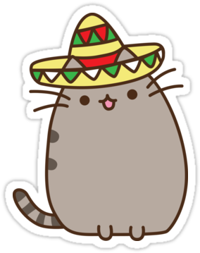 "pusheen Taco" Stickers By Reun - Drawings Of Pusheen Cat (375x360), Png Download