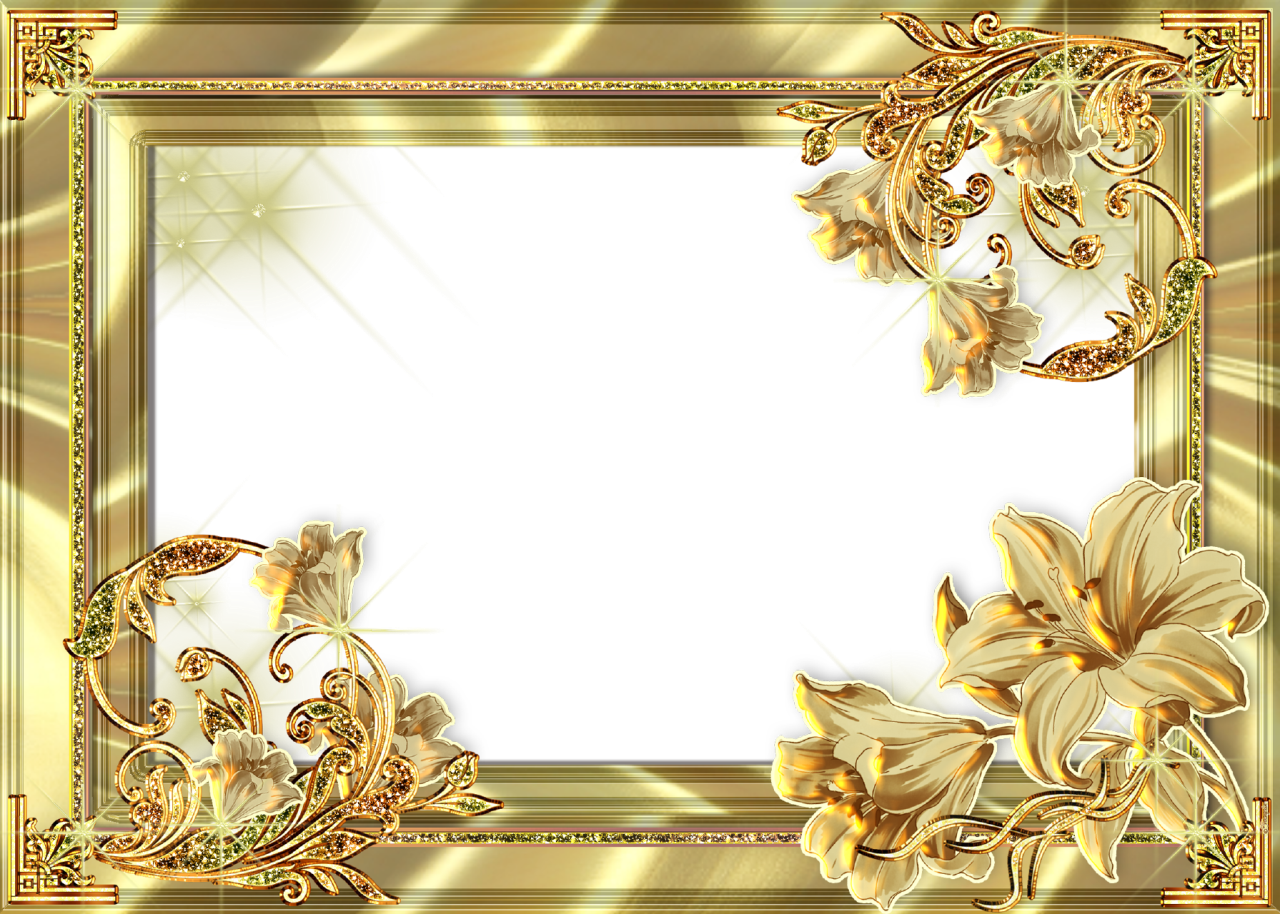 Gold Flower Frame Png Photos - Gold Floral Frame Png (1024x731), Png Download