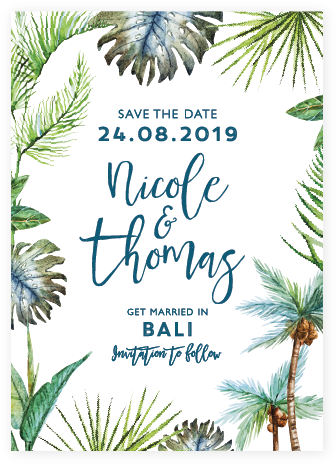 Palm Beach Save The Date - Save The Date Bali (349x477), Png Download