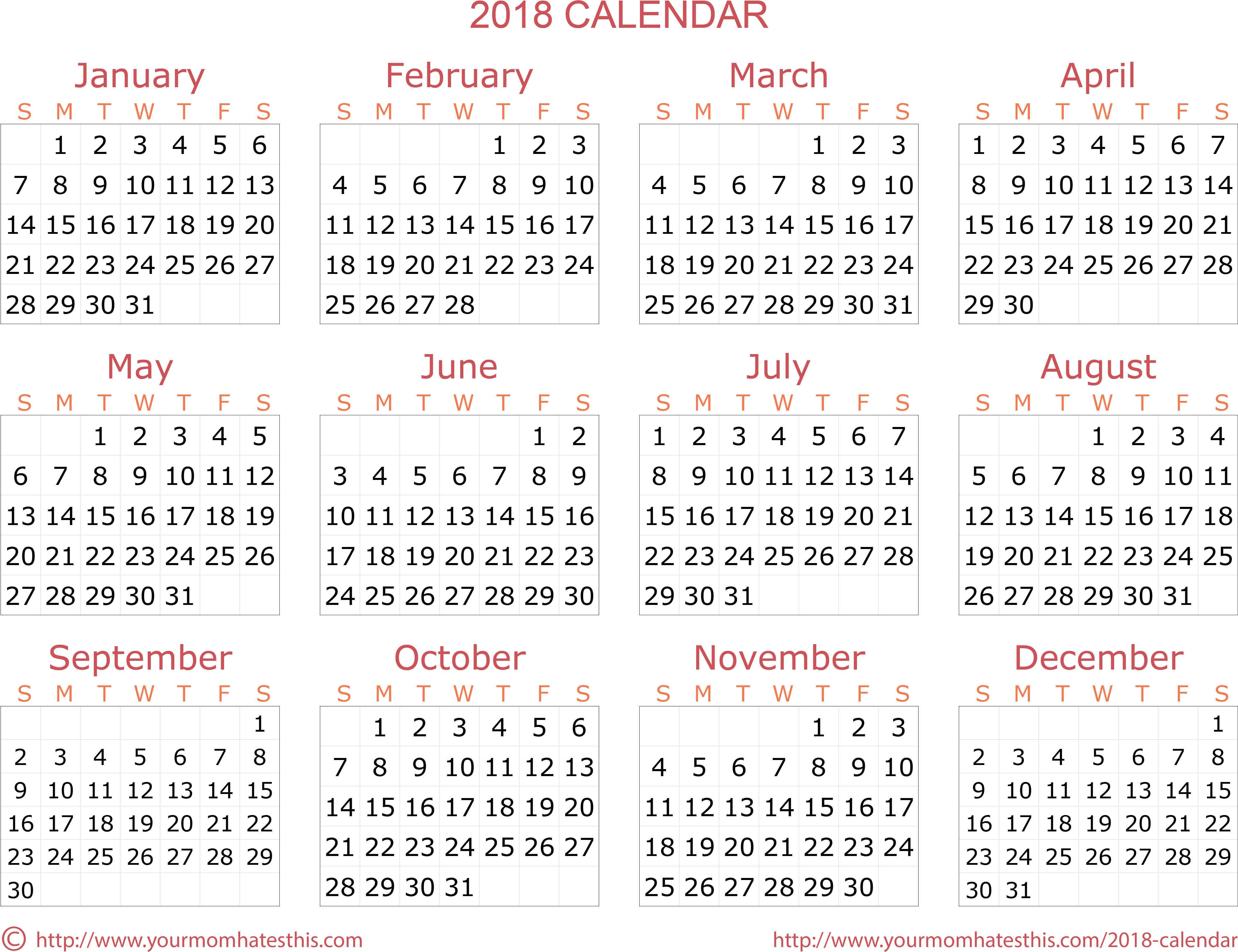 Calendar 2018 Transparent Png - Society6 2015 Calendar Canvas Print - Small By Sweet (4226x3302), Png Download