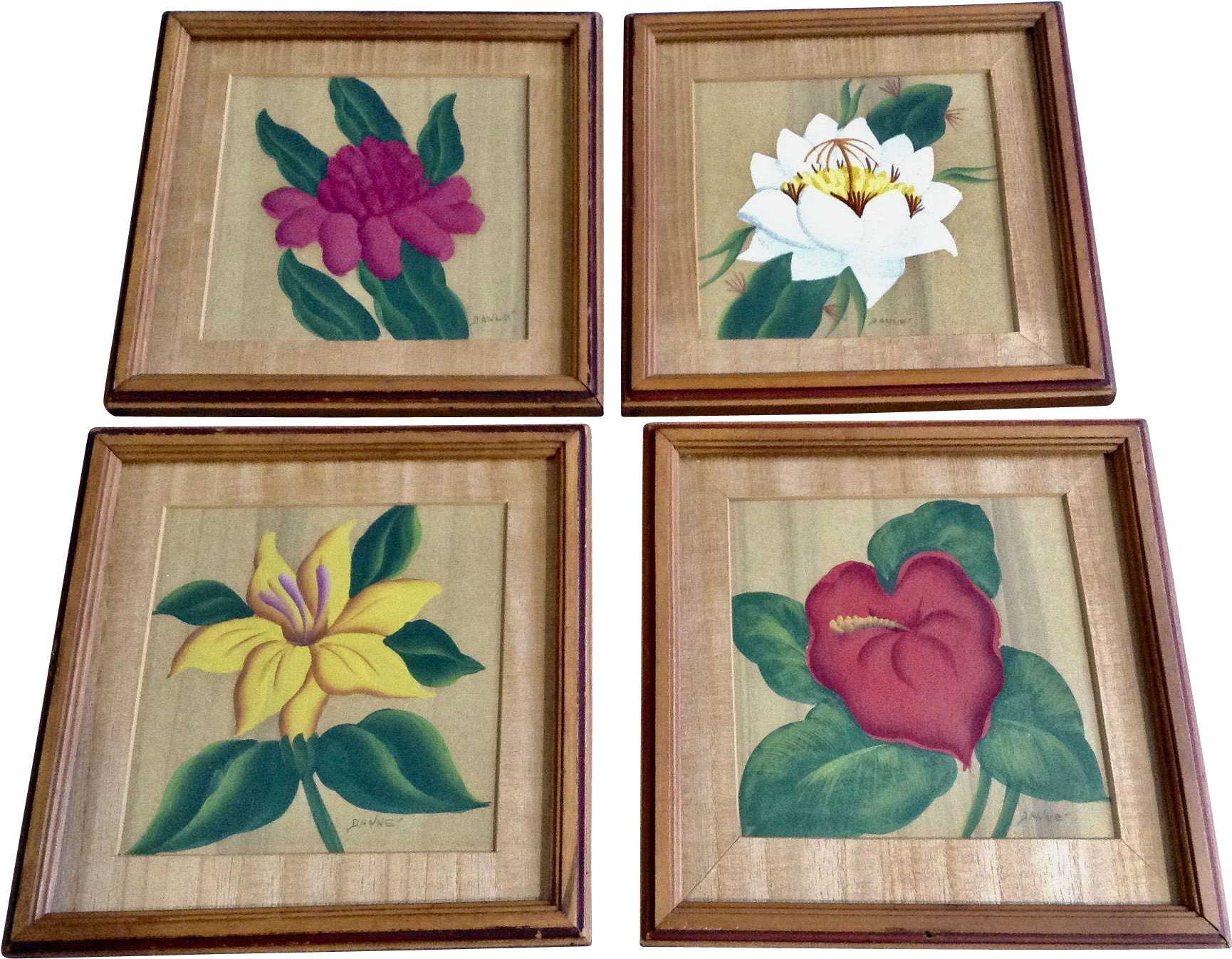 Beautiful Vintage Flowers In Frames Floral Tempera - Watercolor Painting (1729x1729), Png Download