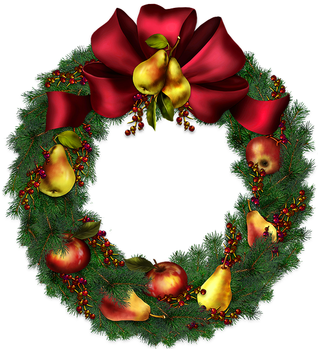 Wreath Clipart Transparent Background - Christmas Wreath Clipart (645x708), Png Download