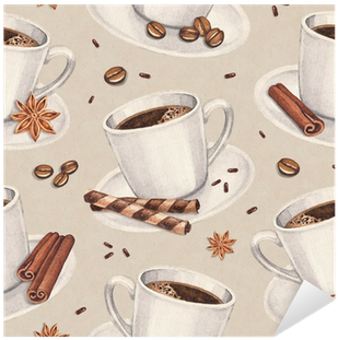 Watercolor Illustrations Of Coffee Cup - Papel De Parede De Cafe Adesivo (400x400), Png Download