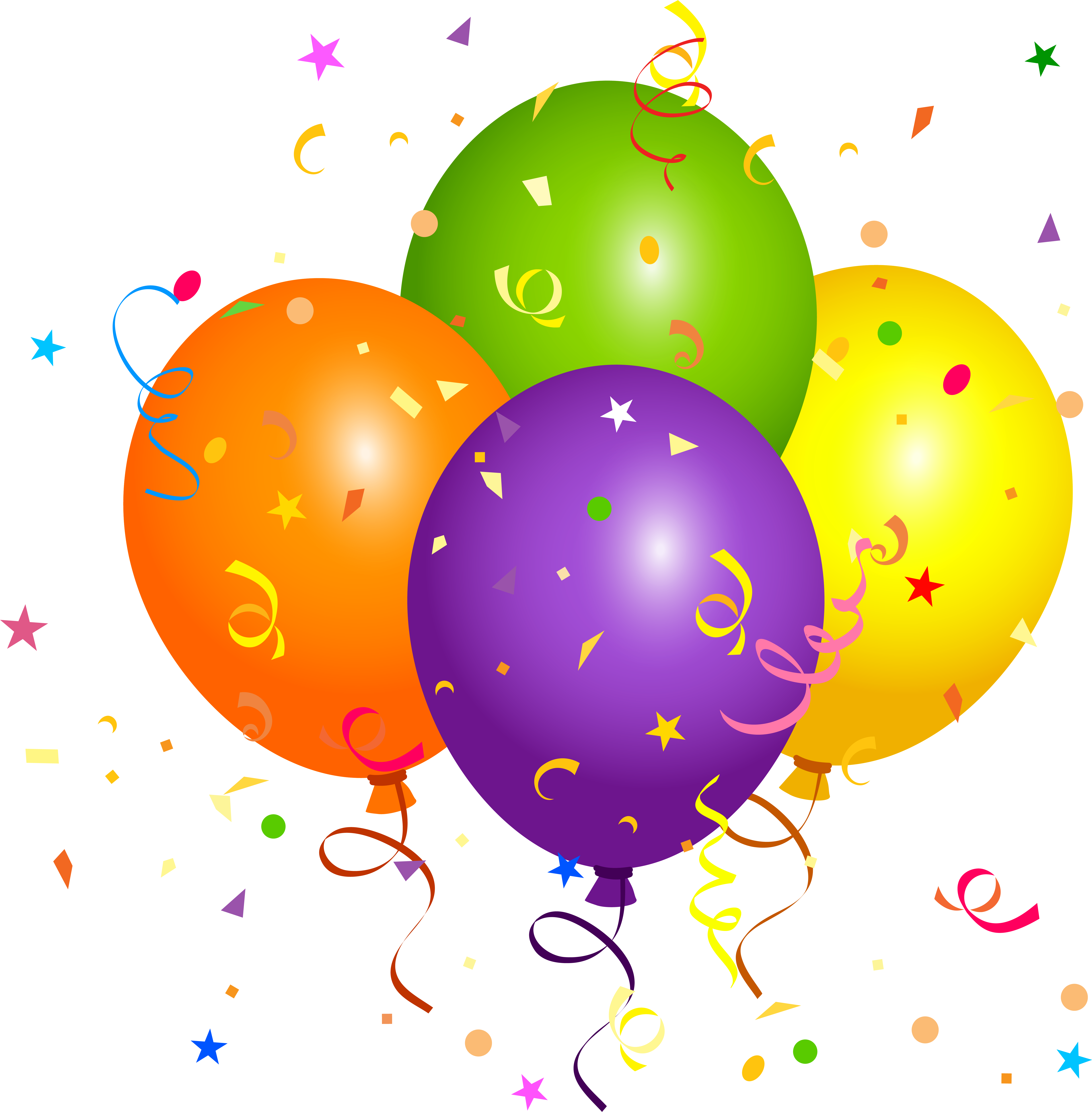Confetti Clip Art - Balloons And Confetti Png (6186x6297), Png Download