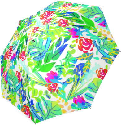 Cute Tropical Watercolor Flowers Foldable Umbrella - Cafepress Jungle Watercolor Flowers F Full/queen Duvet (500x500), Png Download