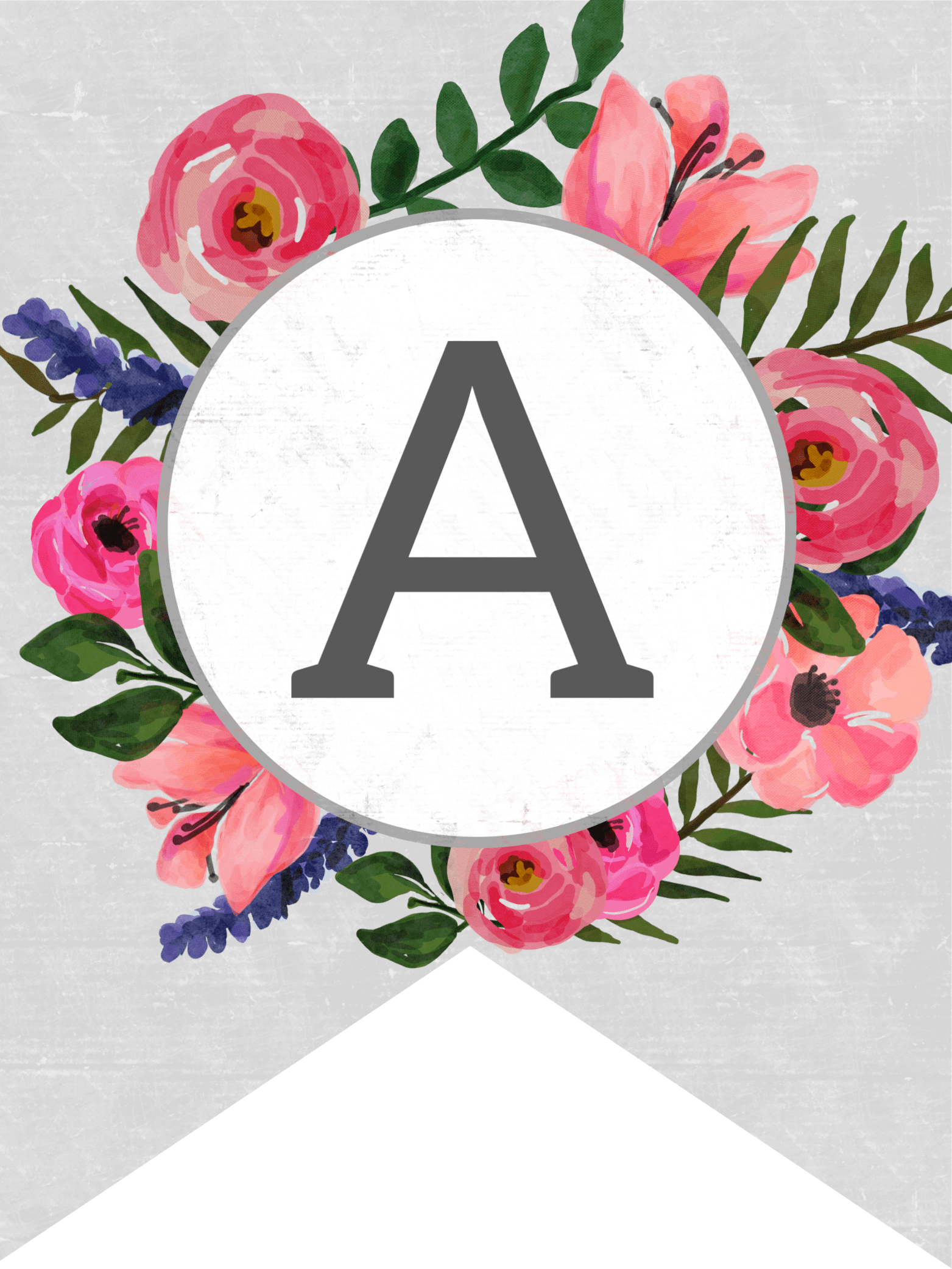 Floral Alphabet Banner Letters Free Printable - Free Printable Floral Banner Letters (1563x2083), Png Download