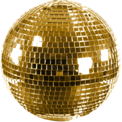 Shiny Gold Disco Ball - Gold Mirror Ball Png (400x400), Png Download