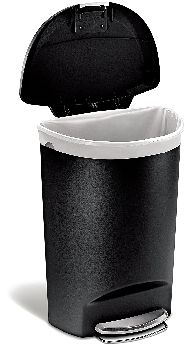Trash Can Png Photo - Simplehuman Plastic Semi Round 50 Liter Step (1500x1500), Png Download