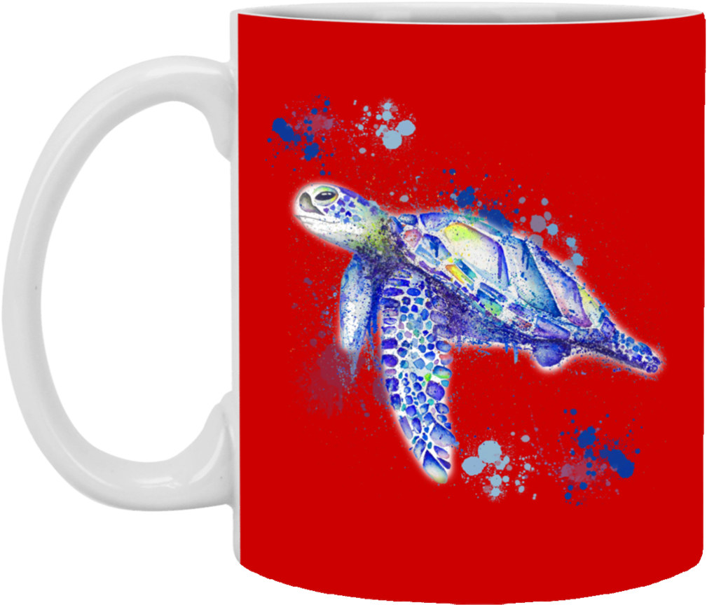 Watercolor Sea Turtle Mugs - Watercolor Painting (1024x1024), Png Download