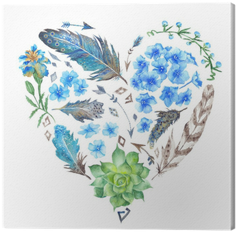 Boho Style Watercolor Heart Shape Canvas Print • Pixers® - Kunstdruk: Boho Style Watercolor Heart Shape By Kisika, (400x400), Png Download