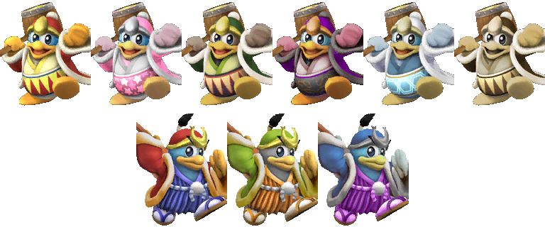 King Dedede's Alternate Costumes In Pm - King Dedede Alts Smash 4 (768x320), Png Download