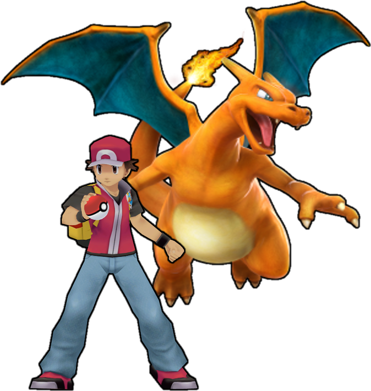 Red & Charizard& - Red And Charizard Render (825x999), Png Download