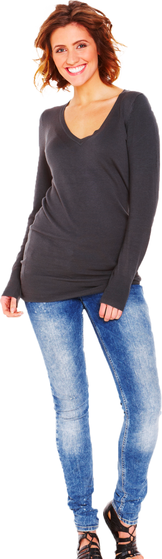Photoshop - Woman In Jeans Png (518x1782), Png Download