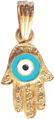 Evil Eye Gold Charm With Fatima's Hand - Hamsa (400x400), Png Download