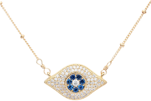 Large Colored And Cz Evil Eye Necklace - Locket (510x510), Png Download