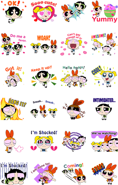 Line Official Stickers - Powerpuff Girls Line Stickers (420x673), Png Download
