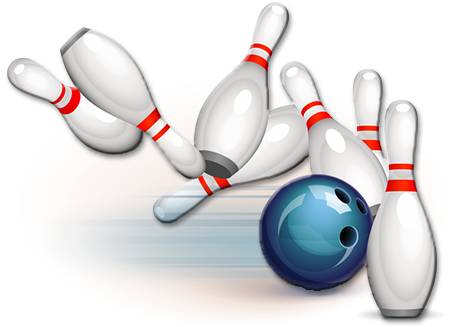 Bowling Strike Png - Strike Bowling Pins Png (840x350), Png Download