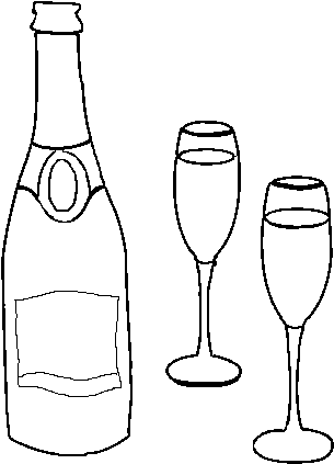 Champagne And Glasses Coloring Page - Drawing (600x470), Png Download