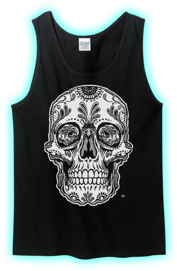 Sugar Skull Tank Top (1000x1072), Png Download