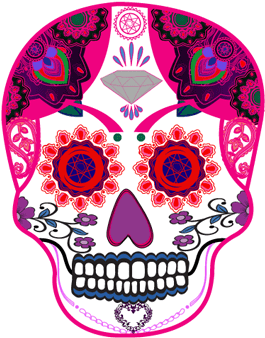 Sugar Skull And T Shirt Design With Illustration - Renegadeaccessories Beautiful Day Of The Dead Style (550x370), Png Download