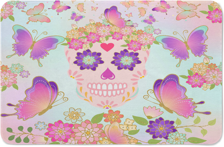 Day Of The Dead Sugar Skull Butterfly Shower Curtain, - Wallet (1024x1011), Png Download