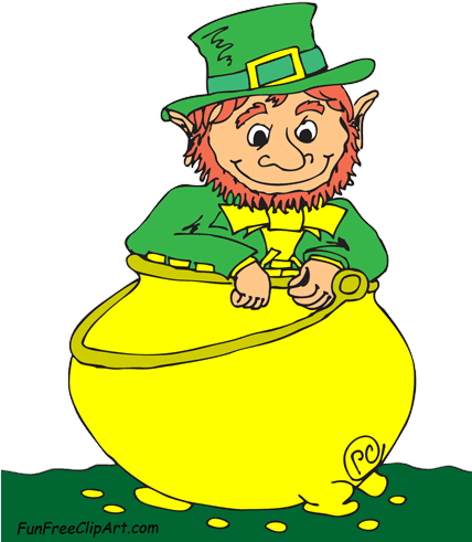 Leprechaun In Pot Of Gold Fun Free Clip Art - Clip Art (427x500), Png Download
