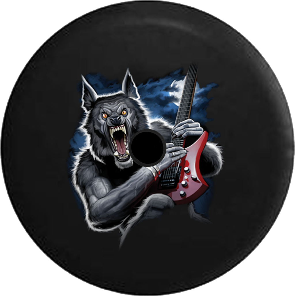 Jeep Wrangler Jl Backup Camera Warewolf Playing Electric - Werewolf Electric Guitar Shirt (1024x1026), Png Download