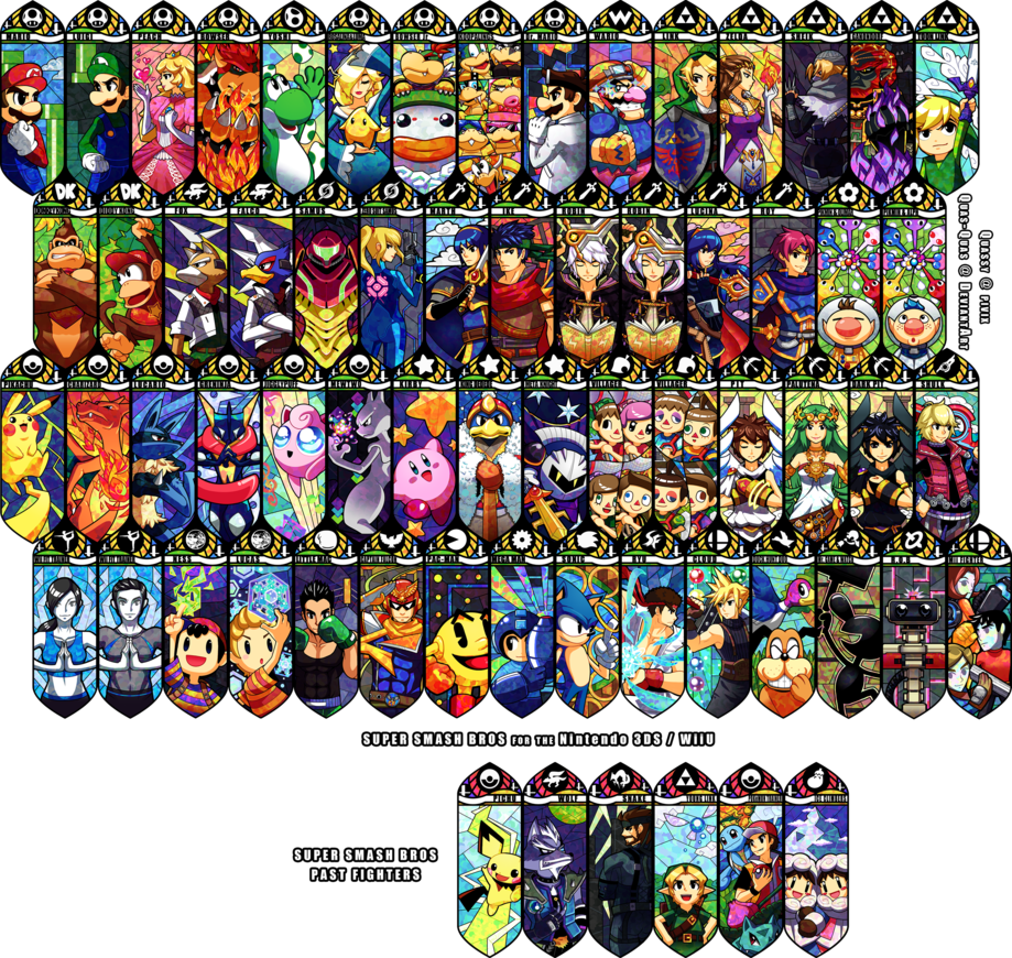 Smash Bros Character Panel Compilation By Quas-quas - Super Smash Bros Mural (919x870), Png Download